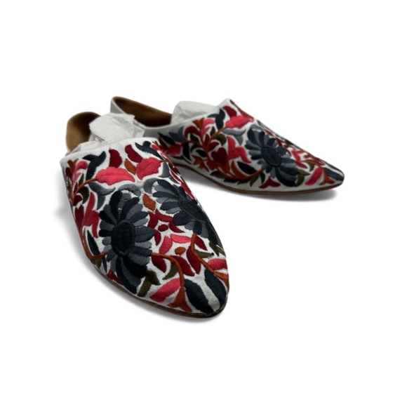 Sam Edelman Satin Embroidered Vijay Mules Slip-On Flats, Grey/Red/Blue, 8M - Picture 2 of 9